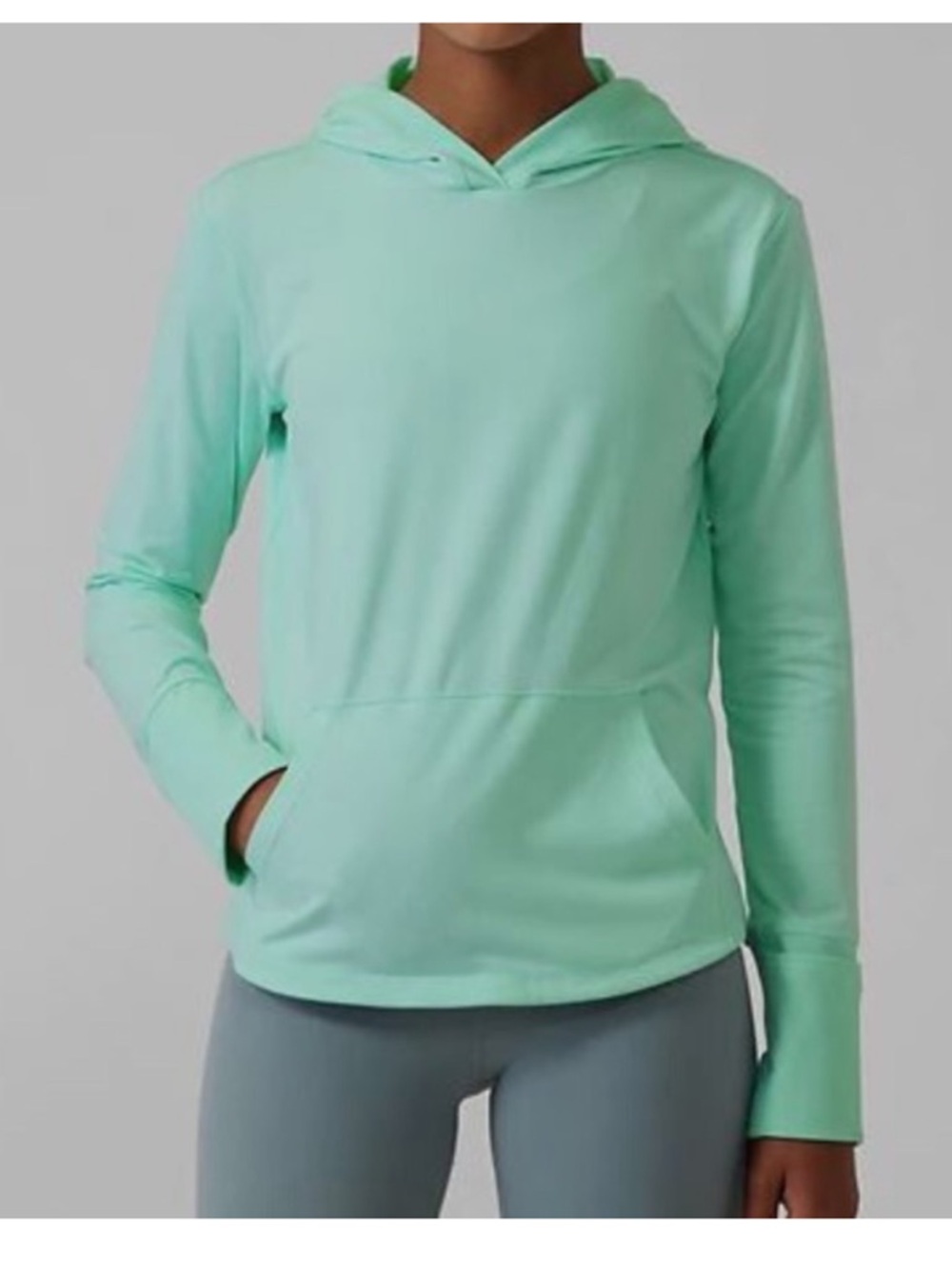 NWOT Athleta Girl Uptempo Hooded Top in wintergreen mint XL